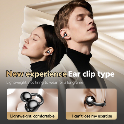 Aptkdoe Clip on Earbuds Bluetooth 5.4, Open Ear earbuds Wireless with Mic, Lightweight Comfort, Small-Ear Friendly Bluetooth Earbuds, 60H Sport Ear Buds, IP7 Waterproof Noise Cancelling Headphones, Black