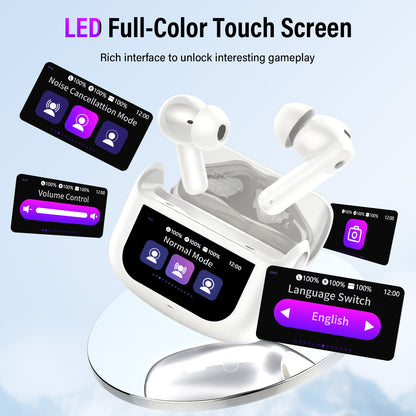 Aptkdoe Touch Screen Wireless Earbuds, Bluetooth 5.4 Ear Buds with Multifunctional with ENC Noise Cancelling MicClear Calls Earphones, 48H Bass Stereo Headphones, IP7 Waterproof Headphones for Workout