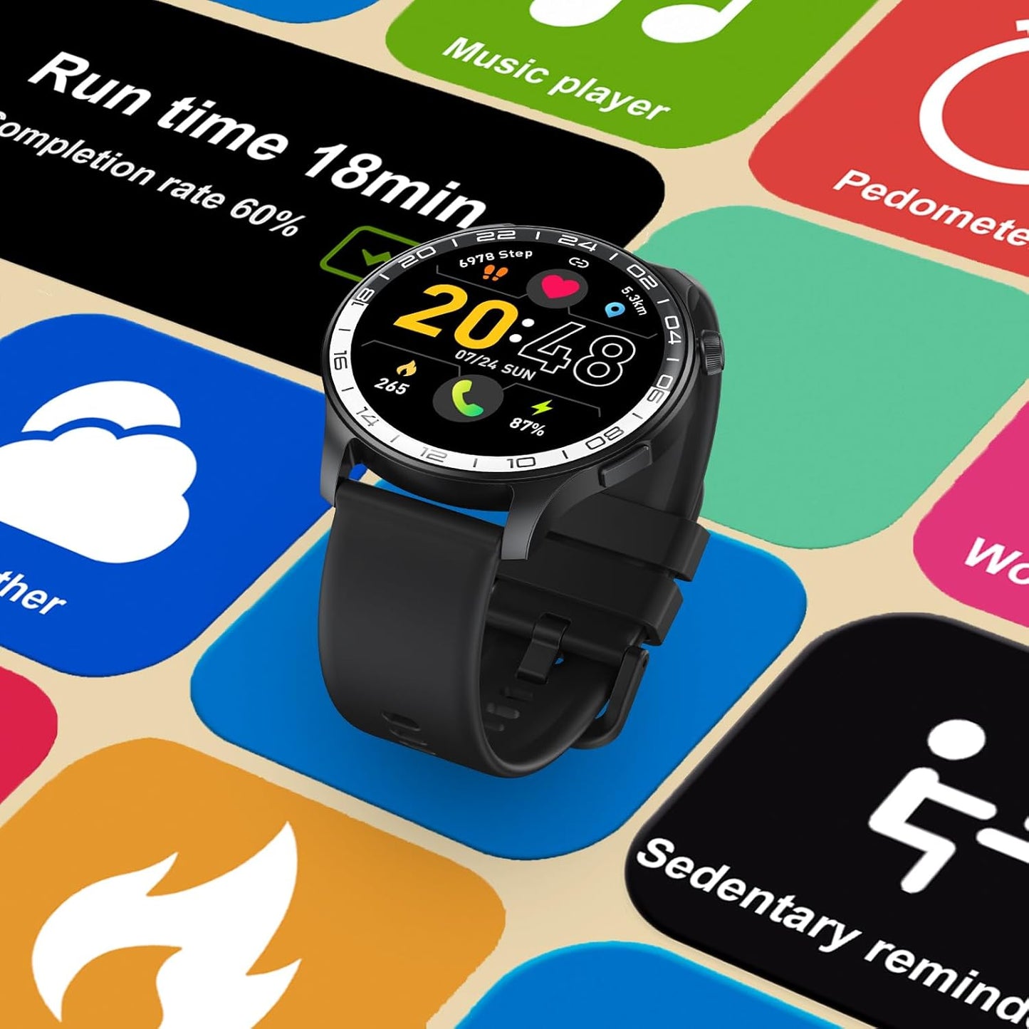 Smart Watch(Answer/Make Call/Message Reminder) for Men Women, 1.43" Fitness Activity Tracker with 110+ Sport Modes, Step Tracker, Pedometer, IP68 Waterproof Smartwatch for Android and iPhone