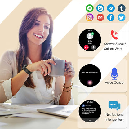 Smart Watch(Answer/Make Call/Message Reminder) for Men Women, 1.43" Fitness Activity Tracker with 110+ Sport Modes, Step Tracker, Pedometer, IP68 Waterproof Smartwatch for Android and iPhone