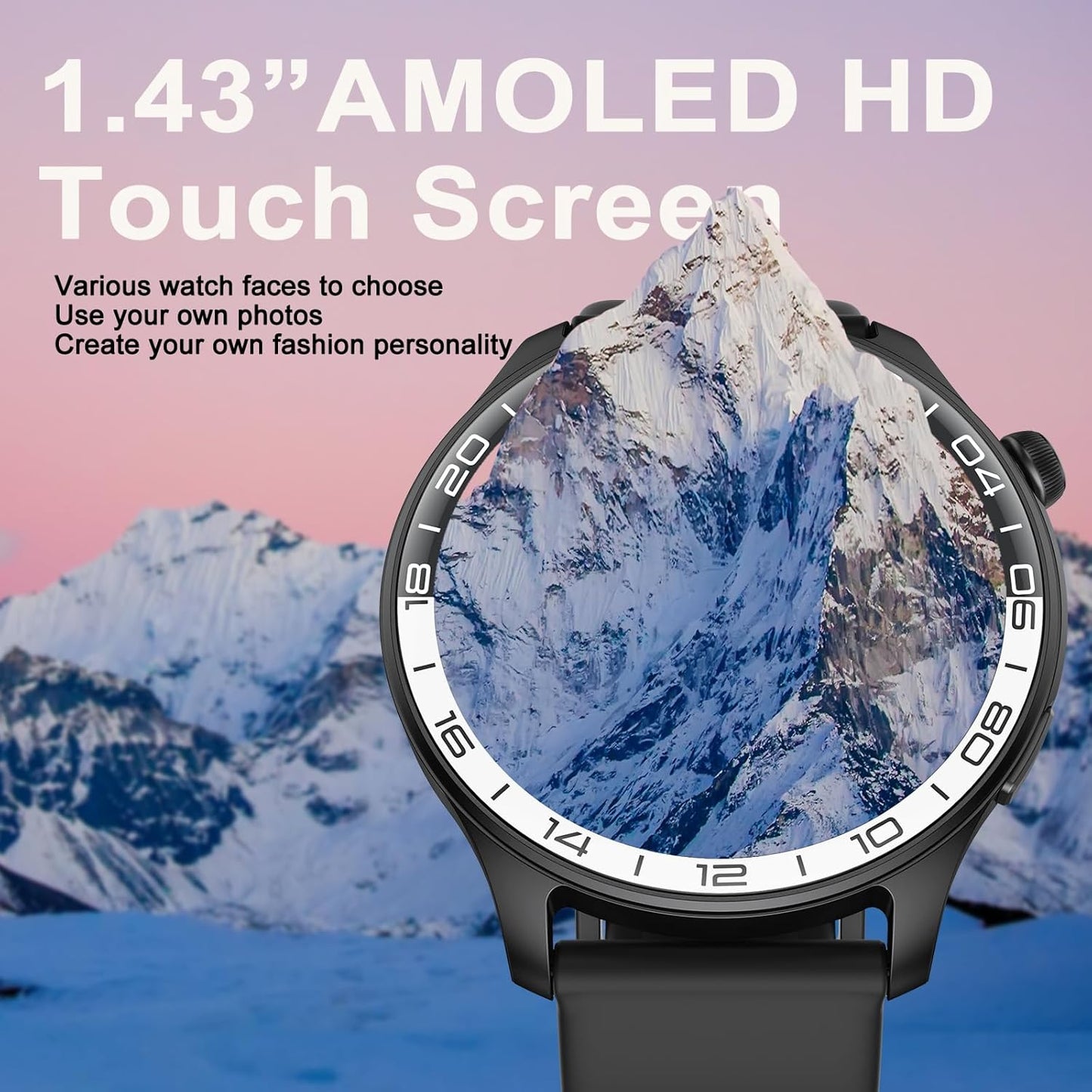 Smart Watch(Answer/Make Call/Message Reminder) for Men Women, 1.43" Fitness Activity Tracker with 110+ Sport Modes, Step Tracker, Pedometer, IP68 Waterproof Smartwatch for Android and iPhone