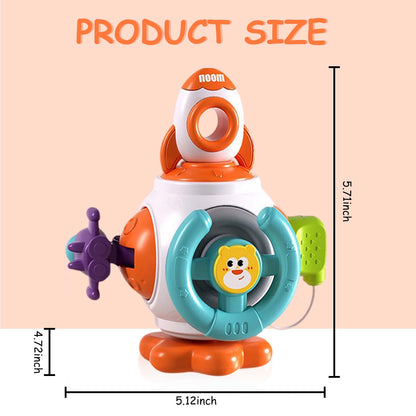 QXQ Montessori Toddler Toys for 1-3, 6 in 1 Travel Activities Busy Board Cube, Baby Sensory Toys for 6-12 18 Months Baby Gifts, One 2 3 Year Old Infant Boys Girls Educational Learning Toys (Rocket)