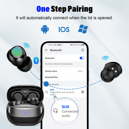 Aptkdoe Sleep Earbuds, Noise Cancelling Wireless Ear buds for Side Sleepers, Bluetooth 5.4 in Ear Light-Weight Mini Headphones, 47H Playtime Clear Calls Earphones for Sleeping, Exercise, Working, Hiking