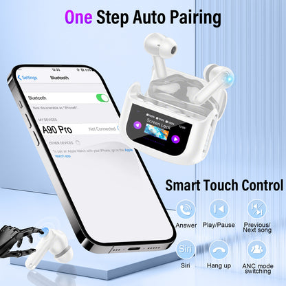 Aptkdoe Touch Screen Wireless Earbuds, Bluetooth 5.4 Ear Buds with Multifunctional with ENC Noise Cancelling MicClear Calls Earphones, 48H Bass Stereo Headphones, IP7 Waterproof Headphones for Workout
