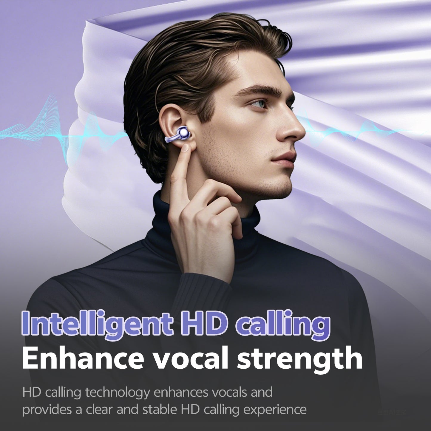 Aptkdoe Clip on Earbuds Bluetooth 5.4, Open Ear earbuds Wireless with Mic, Lightweight Comfort, Small-Ear Friendly Bluetooth Earbuds, 60H Sport Ear Buds, IP7 Waterproof Noise Cancelling Headphones, Purple