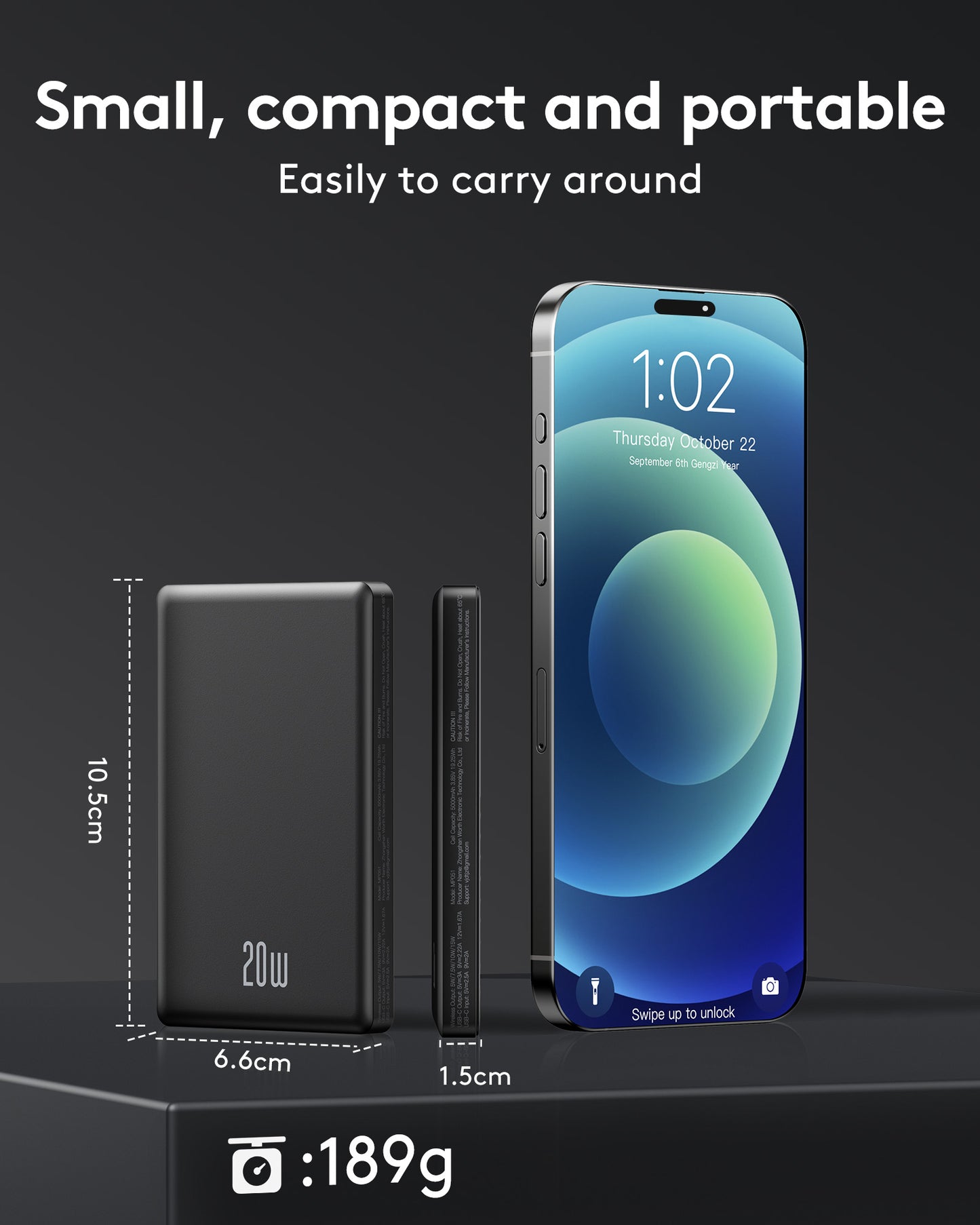 MUGO Magsafe Portable Charger, Magnetic Power Bank for iPhone , Ultra Slim 10000mAh Magnetic Wireless Portable Charger, 20W PD Fast Charging Compatible with iPhone 16/15/14/13/12 Pro Max Pro Plus