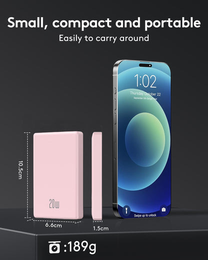 MUGO Magsafe Portable Charger, Magnetic Power Bank for iPhone , Ultra Slim 10000mAh Magnetic Wireless Portable Charger, 20W PD Fast Charging Compatible with iPhone 16/15/14/13/12 Pro Max Pro Plus