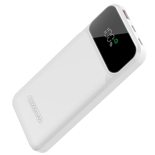 MUGO Power Bank 10,000mAh 22.5W Power Bank Fast Charging, PD3.0 QC4.0 PD20W Mini Portable Charger, USB-C Input/Output, LED Digital Display Slim Powerbank for Smartphones Tablets and More, White(2025)