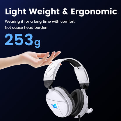 Aptkdoe Gaming Headsets for PC, Stereo Headphones with Noise Cancelling Mic, LED Light, Stereo Sound, 2m Wired Over Ear Headphones, Headset with Soft Memory Earmuffs for Xbox One, Mac, Laptop, PS5