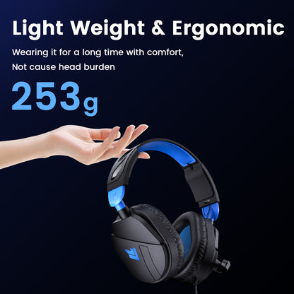 Aptkdoe Gaming Headsets for PC, gaming Headphones with Noise Cancelling Mic, LED Light, Stereo Sound, 2m Wired Over Ear Headphones, Headset with Soft Memory Earmuffs for Xbox One, Mac, Laptop, PS5