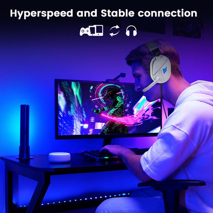 Aptkdoe Gaming Headsets for PC, Stereo Headphones with Noise Cancelling Mic, LED Light, Stereo Sound, 2m Wired Over Ear Headphones, Headset with Soft Memory Earmuffs for Xbox One, Mac, Laptop, PS5