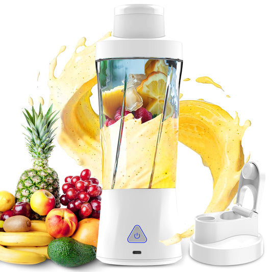 Btootos Portable Blender, 6000mAh Personal Blender with USB Rechargeable for Shakes and Smoothies, BPA Free 24 Oz Juicer Cup with 6 Blades and Lid, 360W Self Cleaning Portable Juicer for Home/Office/Travel