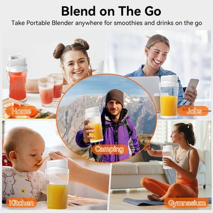 Btootos Portable Blender, 6000mAh Personal Blender with USB Rechargeable for Shakes and Smoothies, BPA Free 24 Oz Juicer Cup with 6 Blades and Lid, 360W Self Cleaning Portable Juicer for Home/Office/Travel