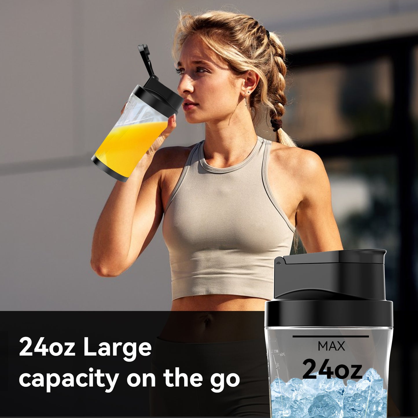 Btootos Portable Blender, 6000mAh Personal Blender with USB Rechargeable for Shakes and Smoothies, BPA Free 24 Oz Juicer Cup with 6 Blades and Lid, 360W Self Cleaning Portable Juicer for Home/Office/Travel