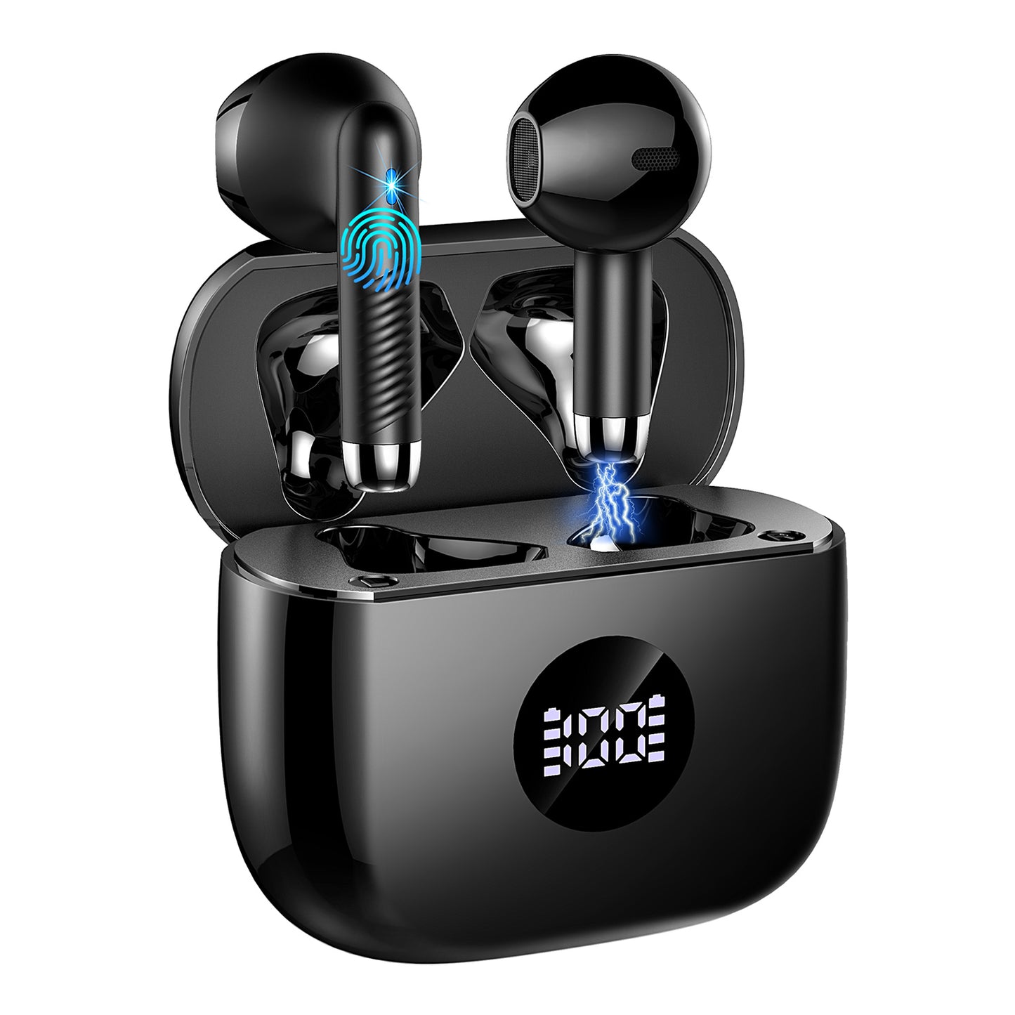 Aptkdoe Wireless Earbuds, Bluetooth 5.4 Earphone Sport, ENC Noise Cancelling Mic, 40H Playtime IPX7 Waterproof Headphone with LED Display for iOS Android Cellphone