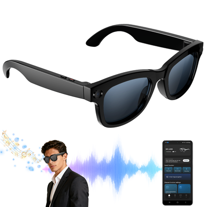 Aptkdoe AI Translation Smart Glasses, 1200W Ultra-Wide Angle Camera Smart Bluetooth Glasses with Touch Voice Assistant, UV Protection/Anti-Blue Light Smart Wireless Glasses with Built-in Mic&Speakers, Unisex