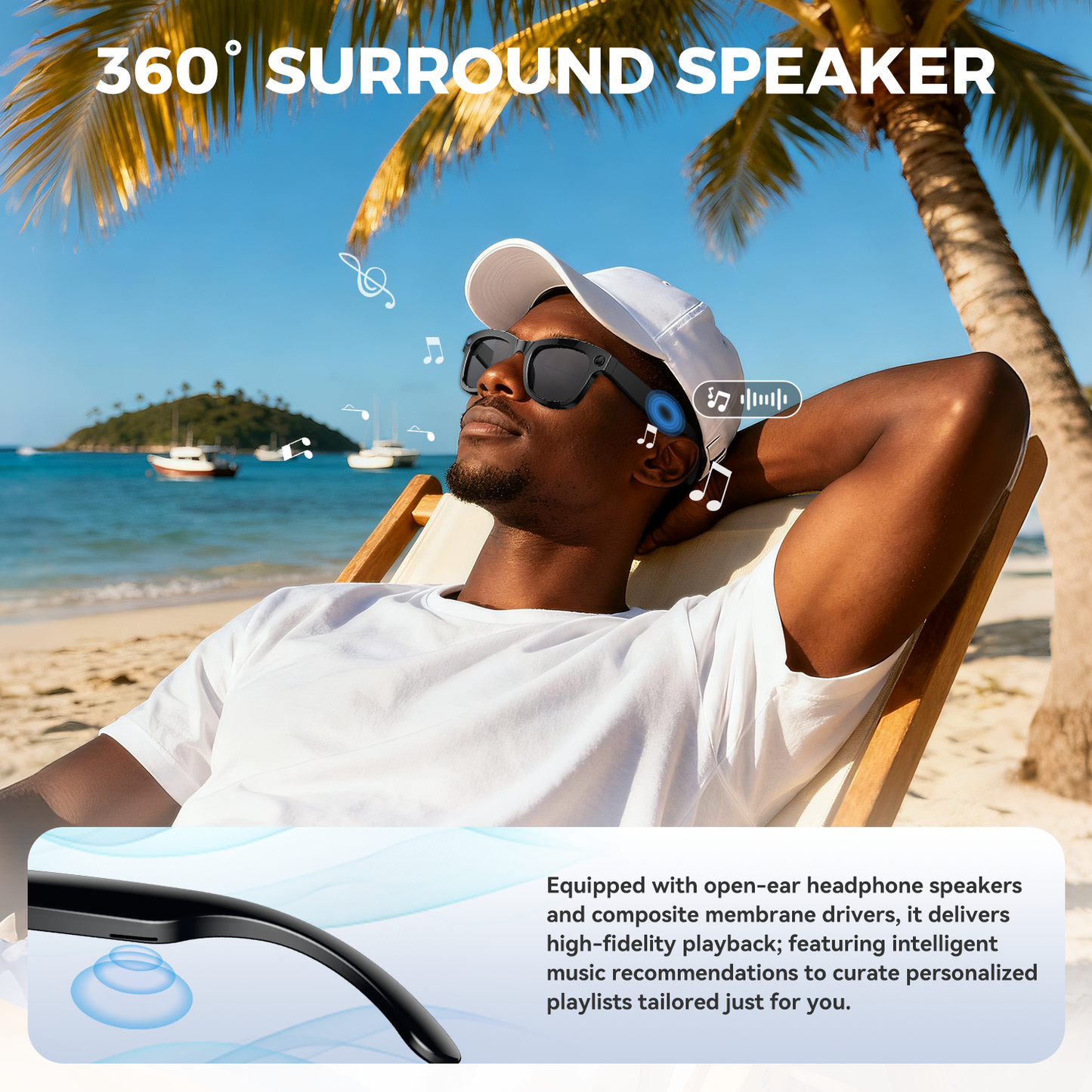 Aptkdoe AI Translation Smart Glasses, 1200W Ultra-Wide Angle Camera Smart Bluetooth Glasses with Touch Voice Assistant, UV Protection/Anti-Blue Light Smart Wireless Glasses with Built-in Mic&Speakers, Unisex