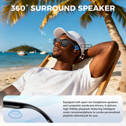 Aptkdoe AI Translation Smart Glasses, 1200W Ultra-Wide Angle Camera Smart Bluetooth Glasses with Touch Voice Assistant, UV Protection/Anti-Blue Light Smart Wireless Glasses with Built-in Mic&Speakers, Unisex