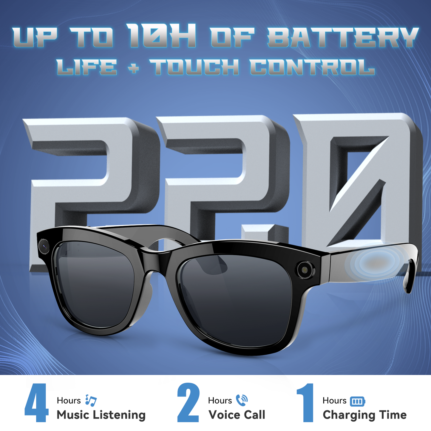 Aptkdoe AI Translation Smart Glasses, 1200W Ultra-Wide Angle Camera Smart Bluetooth Glasses with Touch Voice Assistant, UV Protection/Anti-Blue Light Smart Wireless Glasses with Built-in Mic&Speakers, Unisex