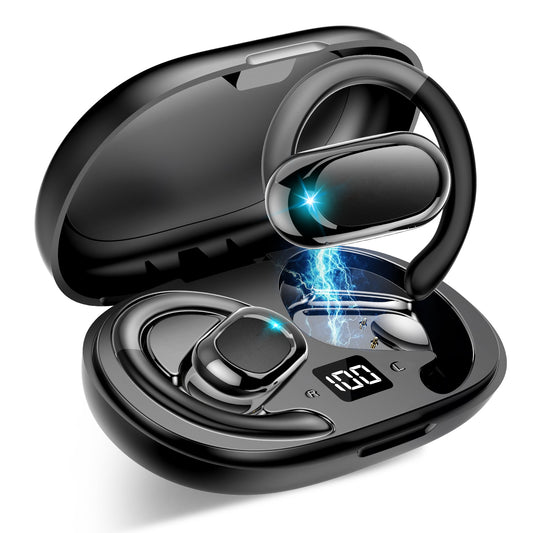 Aptkdoe Open Ear Earbuds, Bluetooth 5.4 Wireless Earbuds, HD Stereo Bass Over Ear Earphones with Earhooks, 58Hrs Playtime & LED Digital Display, IP7 Waterproof for Fitness, Cycling, Running