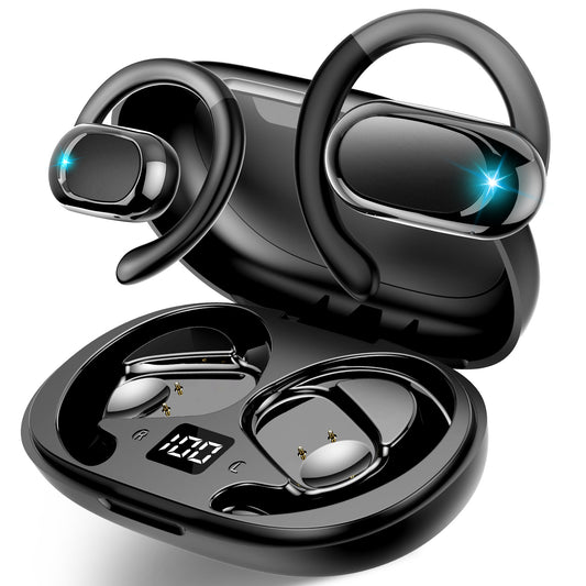 Aptkdoe Open Ear Earbuds, Bluetooth 5.4 Wireless Earbuds, HD Stereo Bass Over Ear Earphones with Earhooks, 58Hrs Playtime & LED Digital Display, IP7 Waterproof for Fitness, Cycling, Running