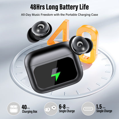 Aptkdoe Sleep Earbuds Bluetooth 5.4 in Ear Smart Touch Screen Headphones, 48H Noise Cancelling Ear Buds with 5 EQ Modes, Mini Wireless Headphones Small Design for Side Sleepers, Clear Calls Earphones, IPX7